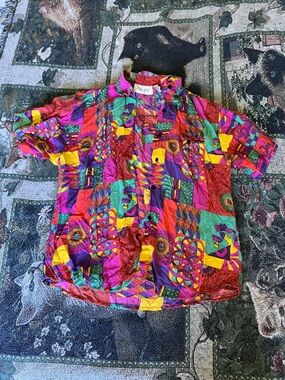 Red Hot 90’s Multicolor Button-Up Shirt